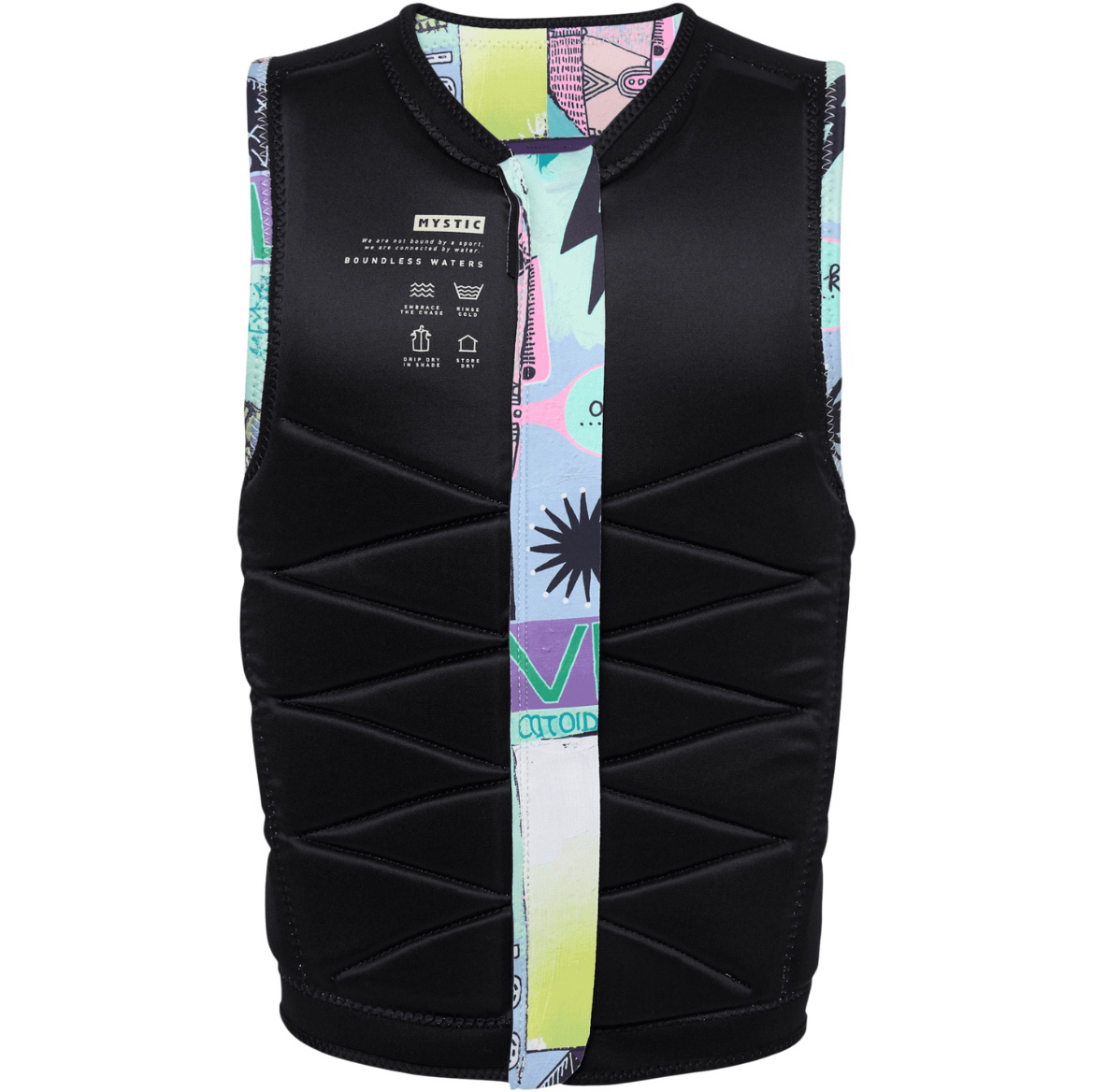2025 Mystic Hommes Outlaw Front Zip Wake Impact Vest 35005.240226 - White Allover